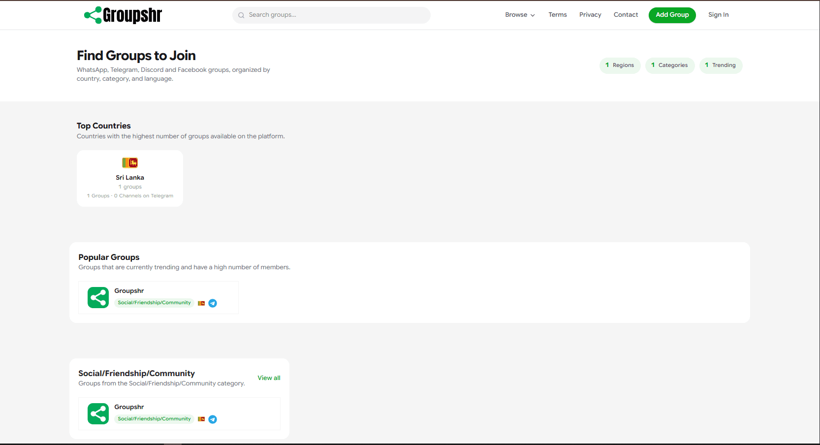 Groupshr project interface