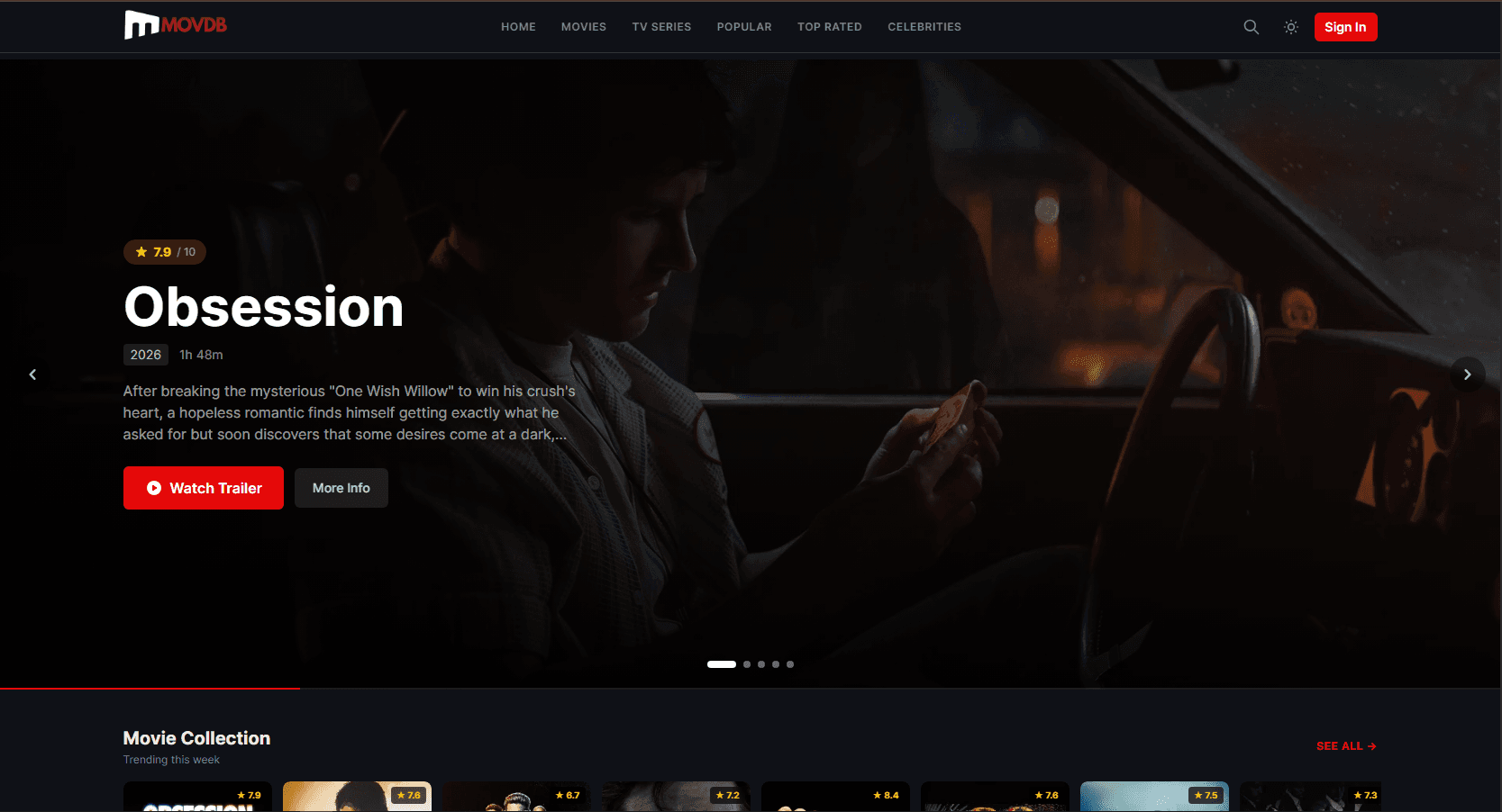 MovDB project interface